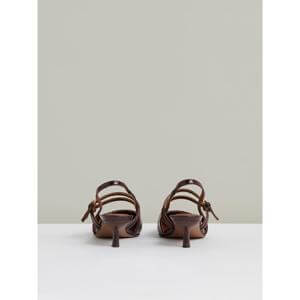 REISS Isla Leather Slingback Buckle Court Shoes